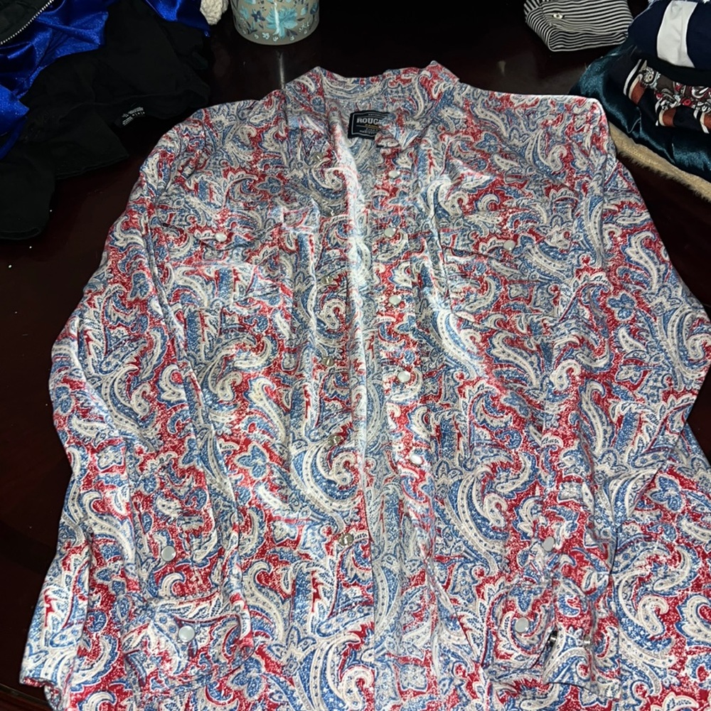 Panhandle roughstock red white and blue paisley pearlsnap